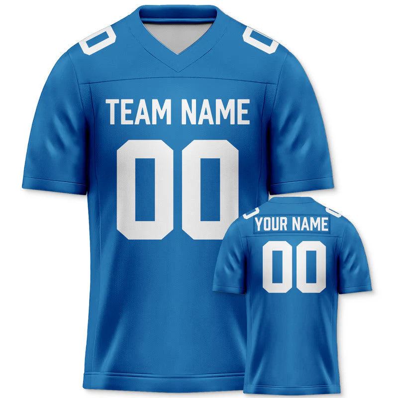 Custom Blue White Mesh Authentic Football Jersey1