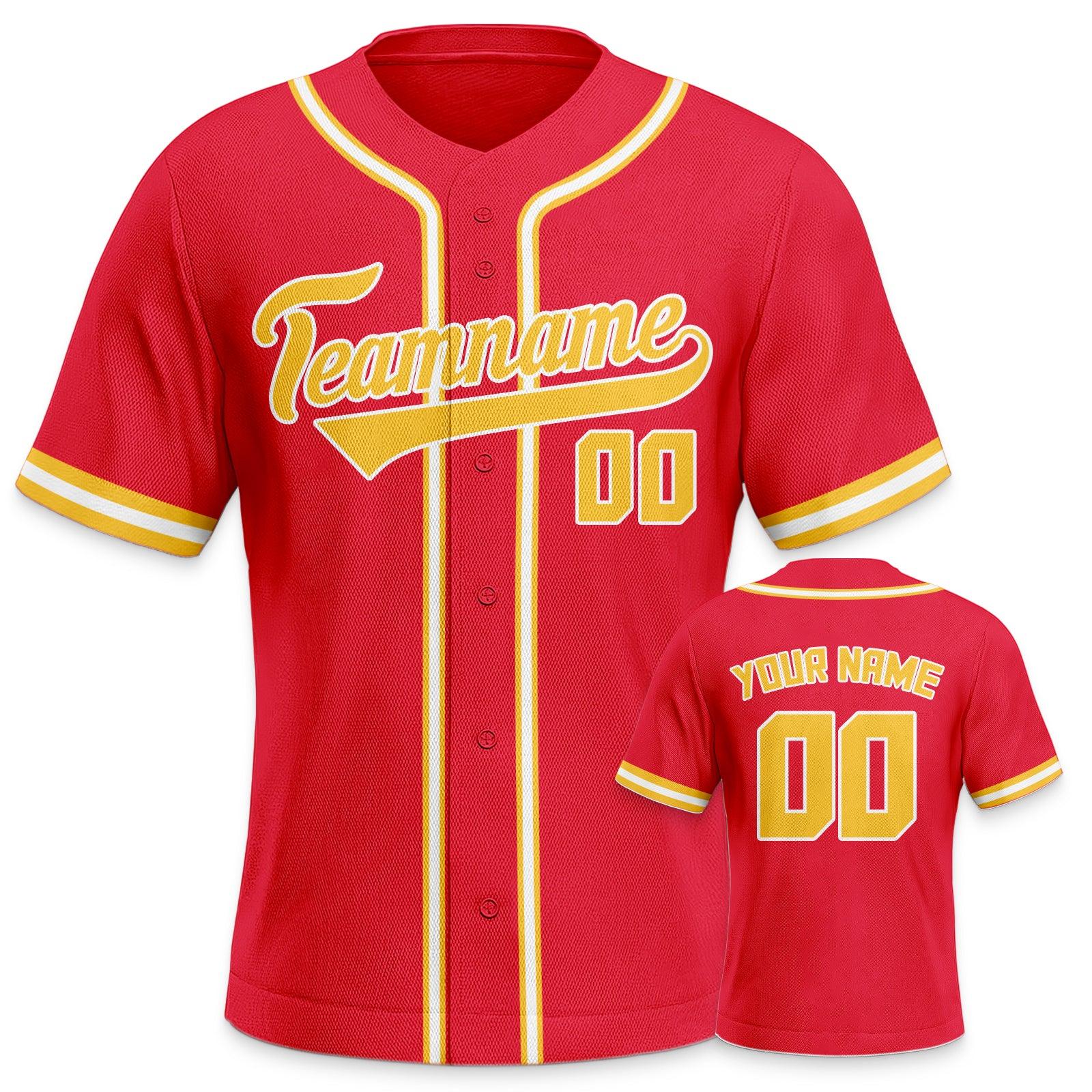 Custom Red Gold-White Authentic Classic Baseball Jersey