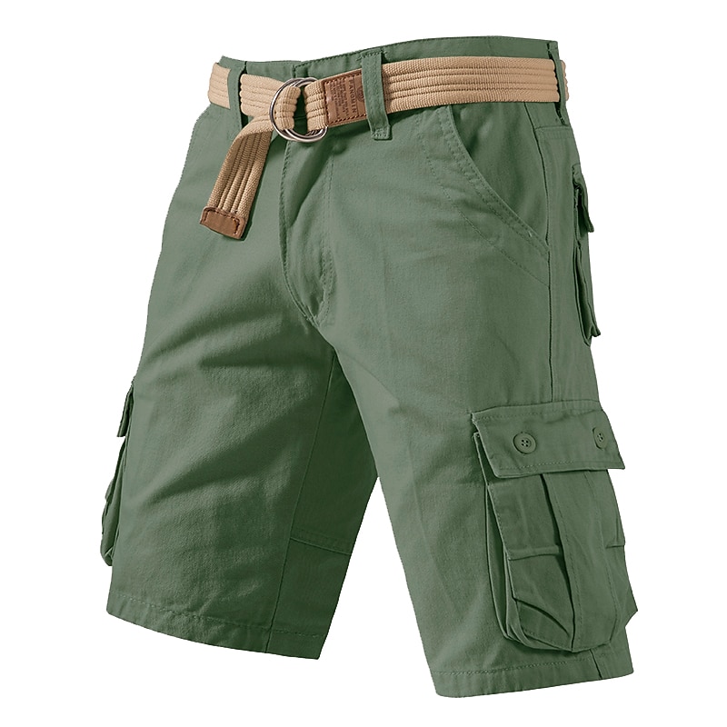 Cargo Shorts With Drawstring, Multi-Pocket, Knee-Length, Casual Wear