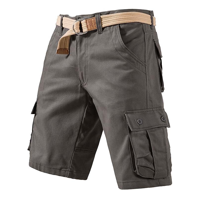 Cargo Shorts With Drawstring, Multi-Pocket, Knee-Length, Casual Wear