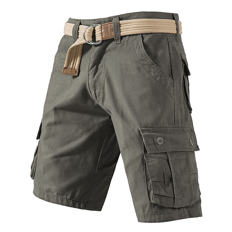 Cargo Shorts With Drawstring, Multi-Pocket, Knee-Length, Casual Wear