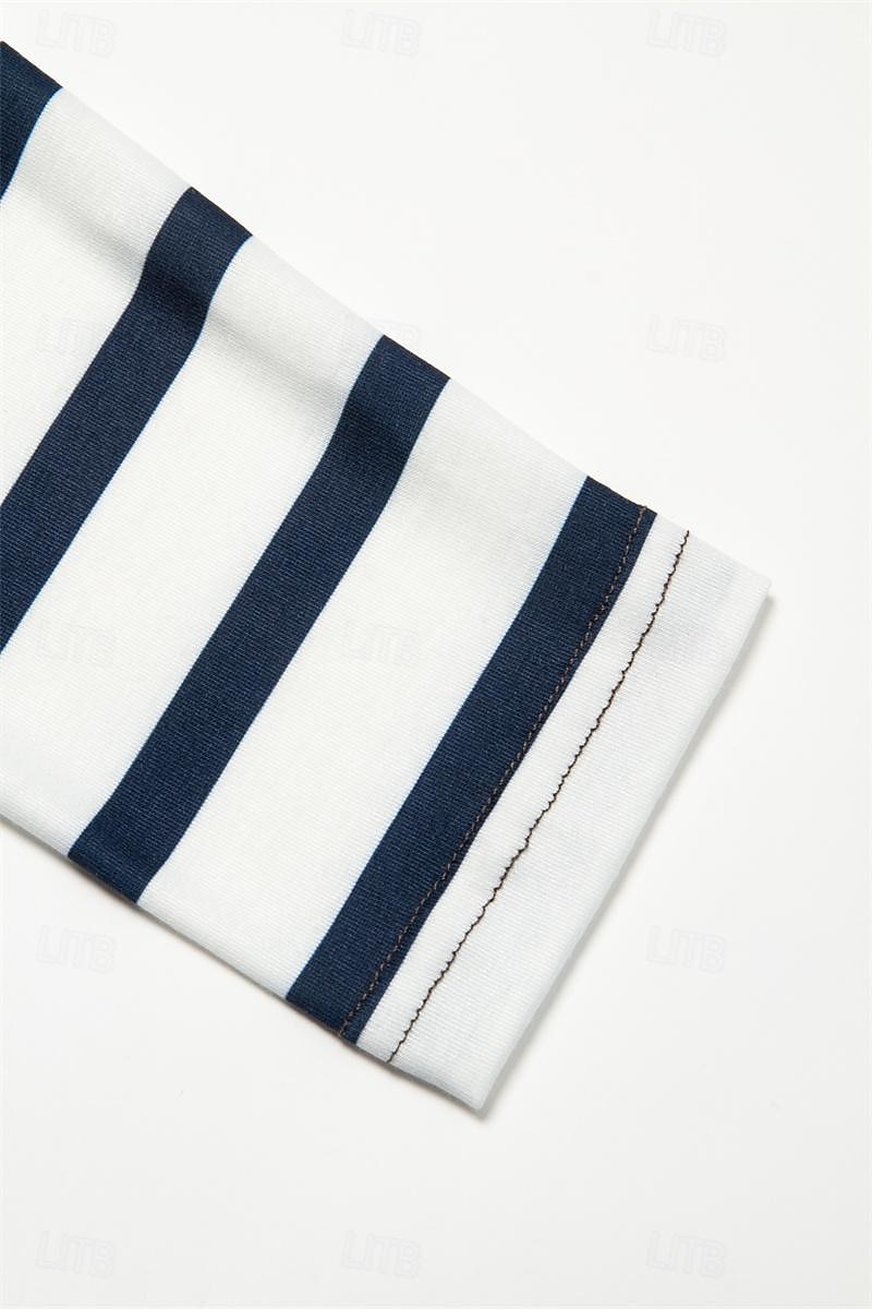 Striped V Neck Long Sleeve Tee