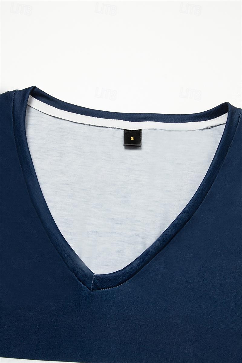 Striped V Neck Long Sleeve Tee