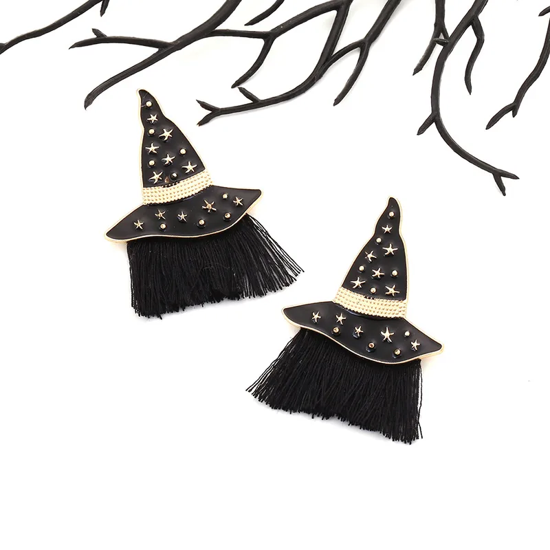 Charming Witch Hat Tassel Earrings