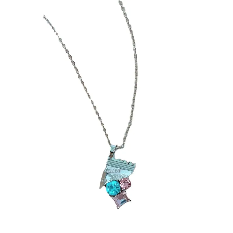 Chic Candy-Colored Crystal Pendant Necklace