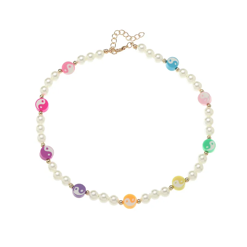 Bohemian Style Faux Pearl Yin-Yang Necklace