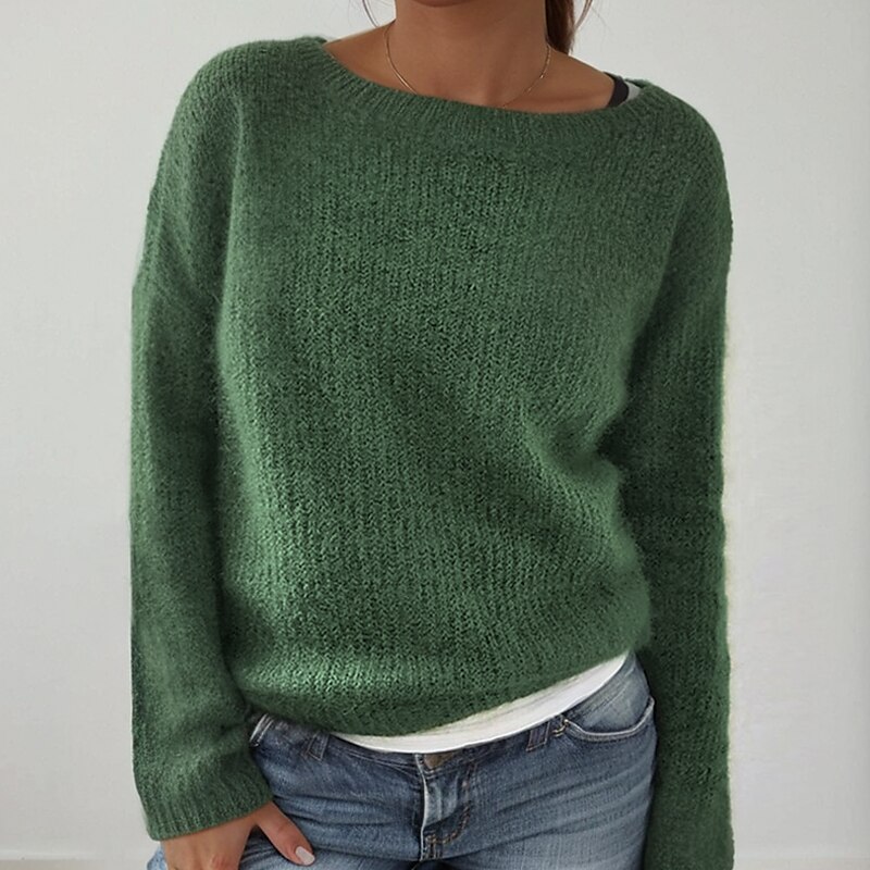 Boat Neck Knit Cardigan Green, Blue & Black Casual Knitwear