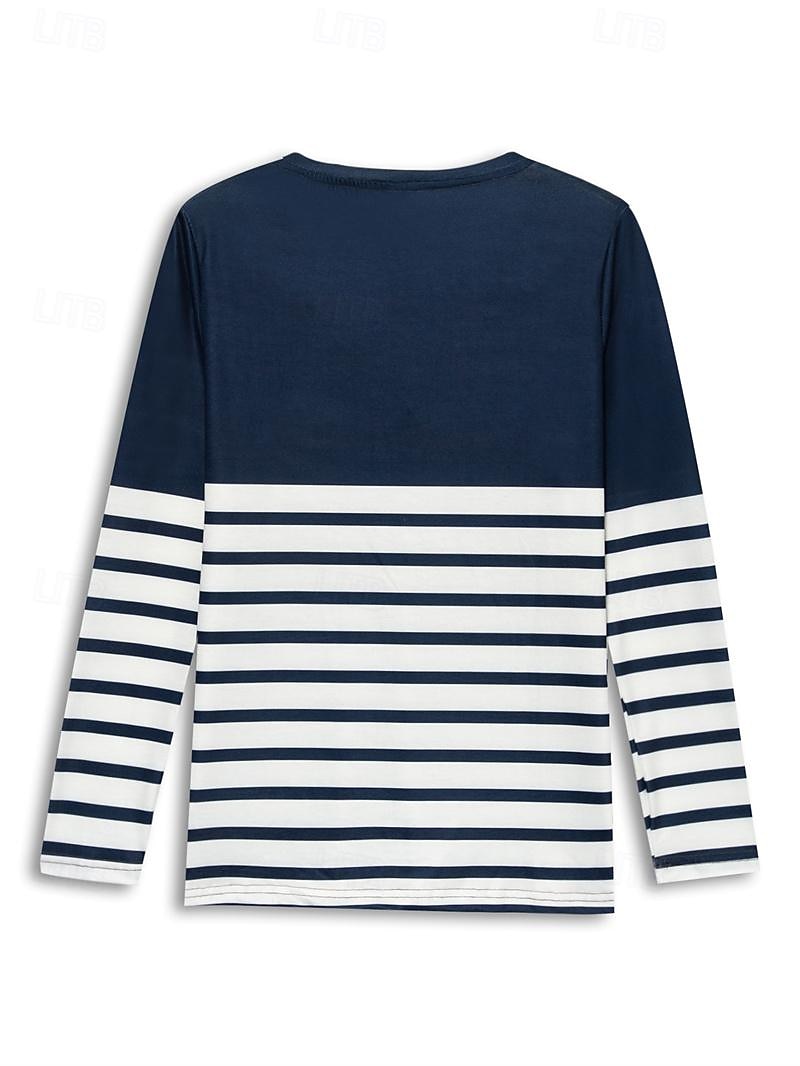 Striped V Neck Long Sleeve Tee