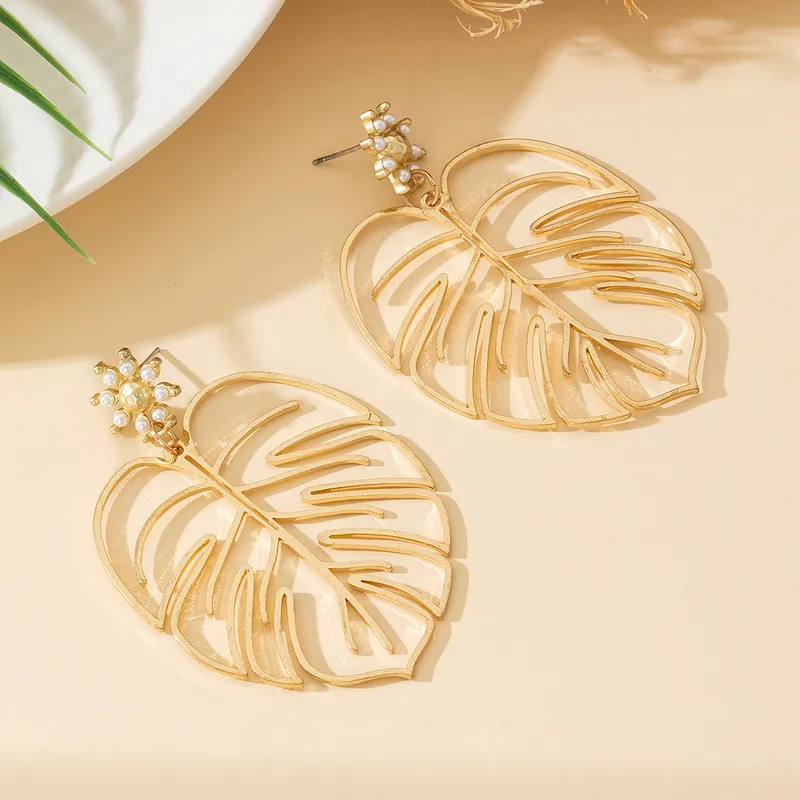 Elegant Gold-Tone Leaf Drop Earrings
