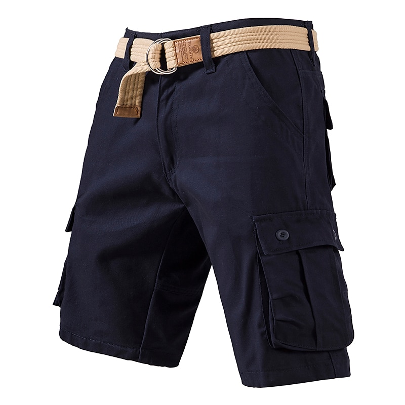 Cargo Shorts With Drawstring, Multi-Pocket, Knee-Length, Casual Wear