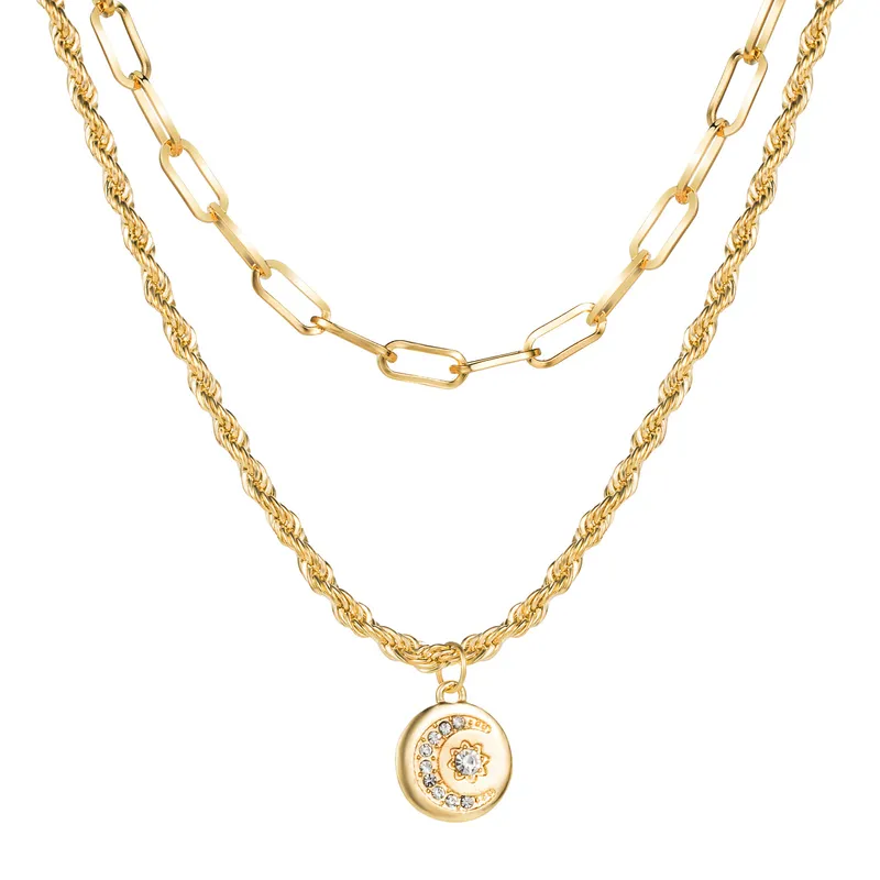 Multi-Layer Hexagon Arrow Necklace