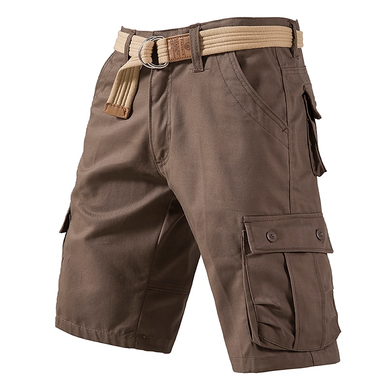 Cargo Shorts With Drawstring, Multi-Pocket, Knee-Length, Casual Wear