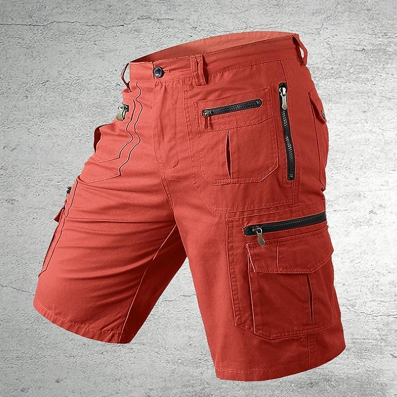 Cargo Shorts With Letter Print, Mid Waist Fit
