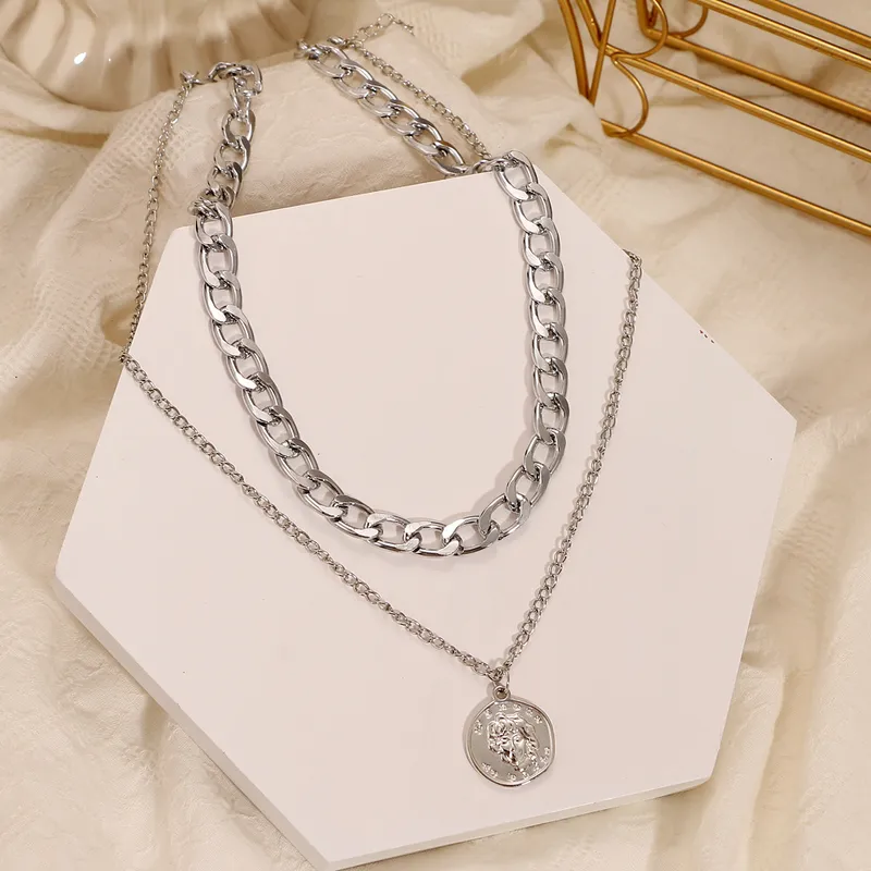 Multi-Layer Hexagon Arrow Necklace