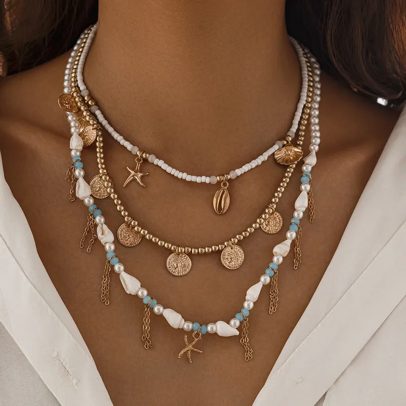 Hawaiian-Inspired Layered Necklace Set