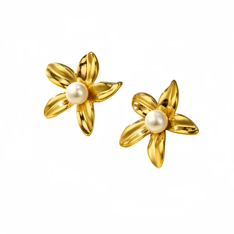 Elegant Gold-Tone Floral Earrings