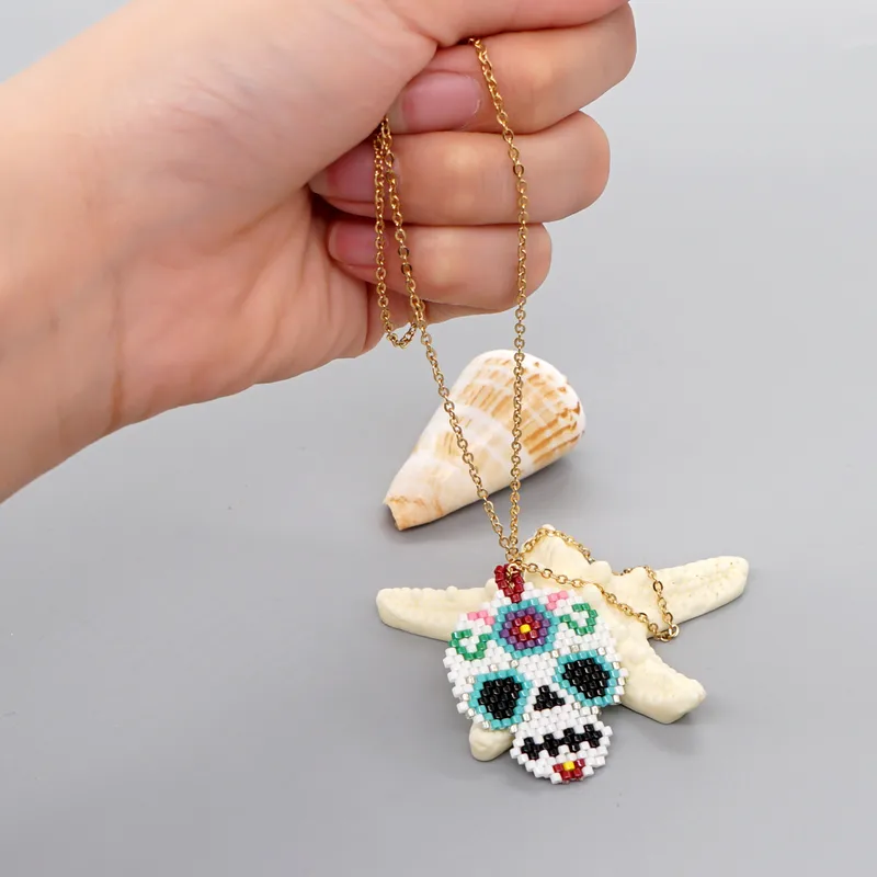 Colorful Skull Pendant Necklace