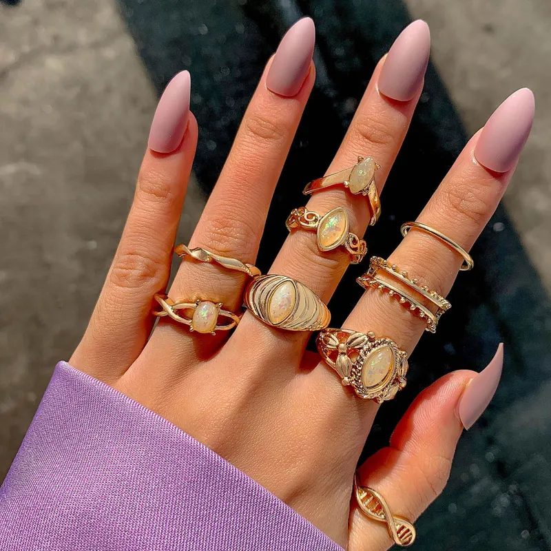 Coin Cross Rhinestone Love Ring Set