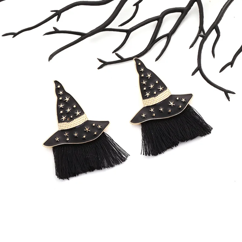 Charming Witch Hat Tassel Earrings