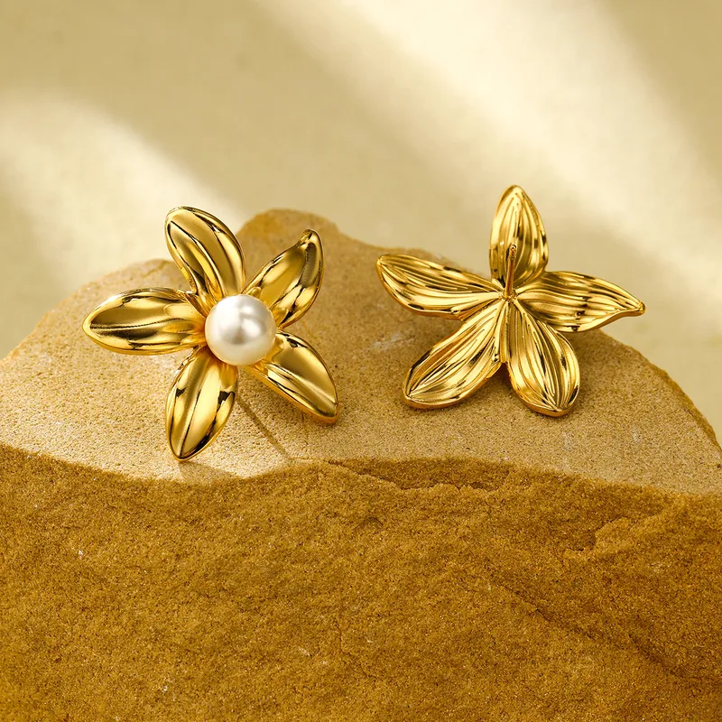 Elegant Gold-Tone Floral Earrings