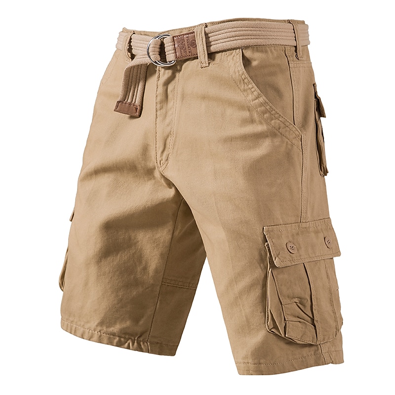 Cargo Shorts With Drawstring, Multi-Pocket, Knee-Length, Casual Wear