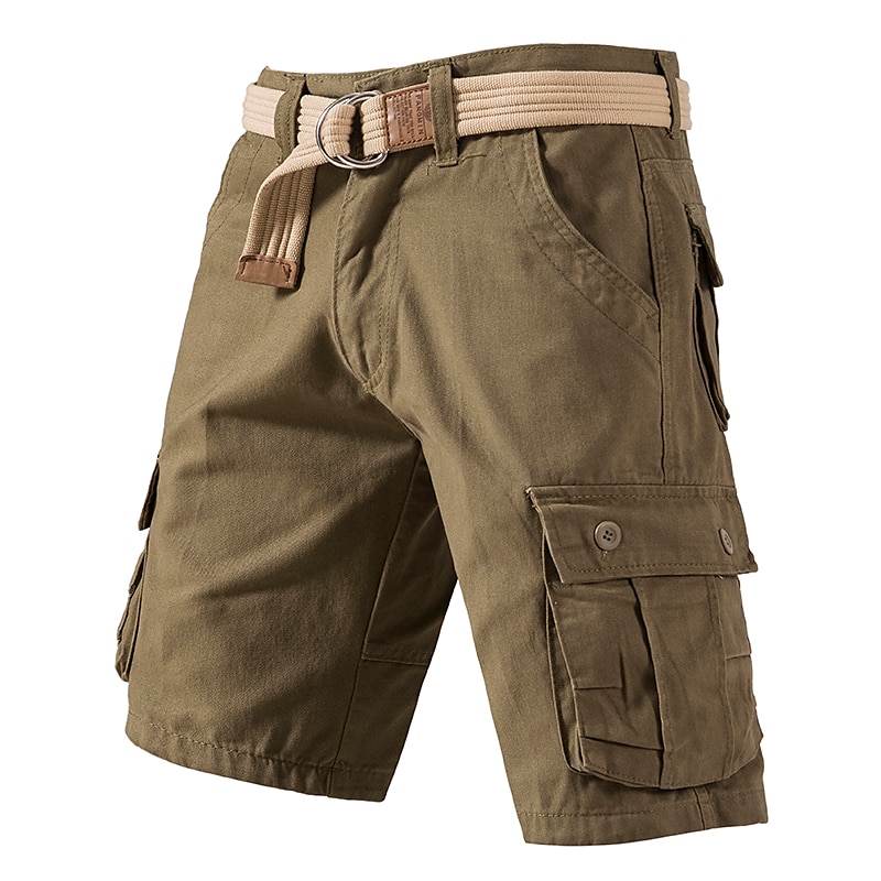 Cargo Shorts With Drawstring, Multi-Pocket, Knee-Length, Casual Wear