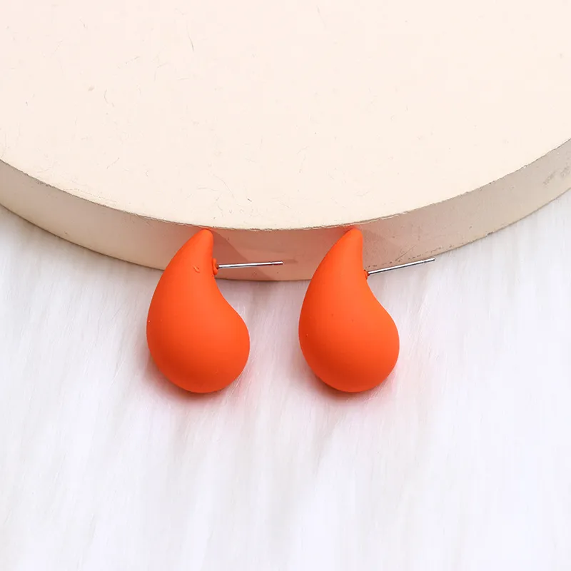 Matte Red Teardrop Stud Earrings