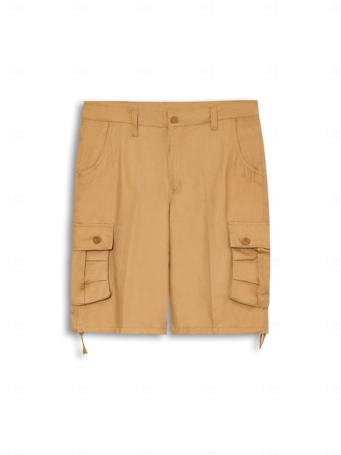 Cargo Shorts With Drawstring, Multi-Pocket, Knee-Length, Casual Wear