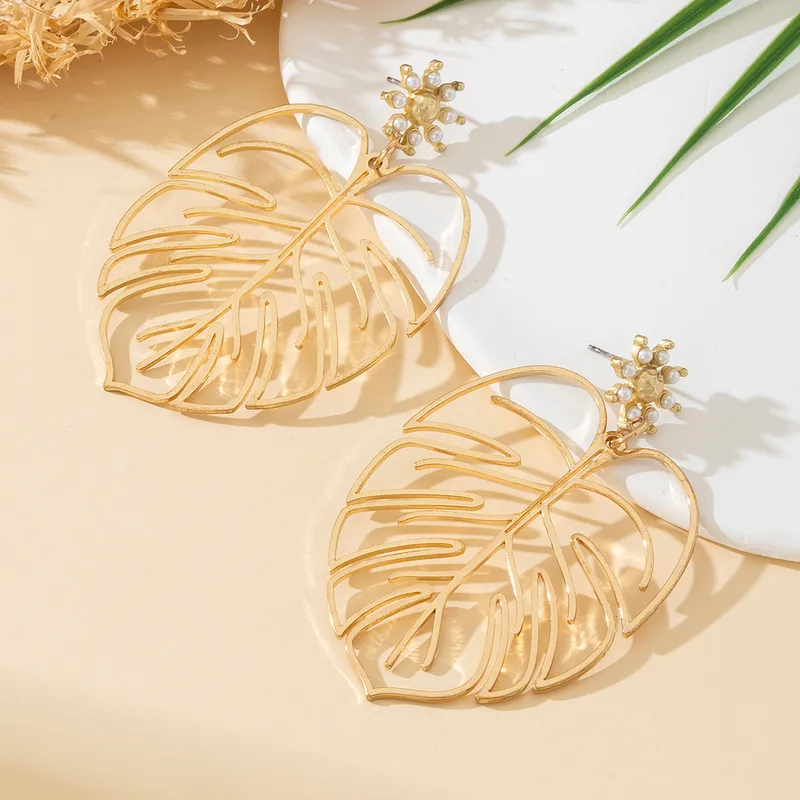 Elegant Gold-Tone Leaf Drop Earrings